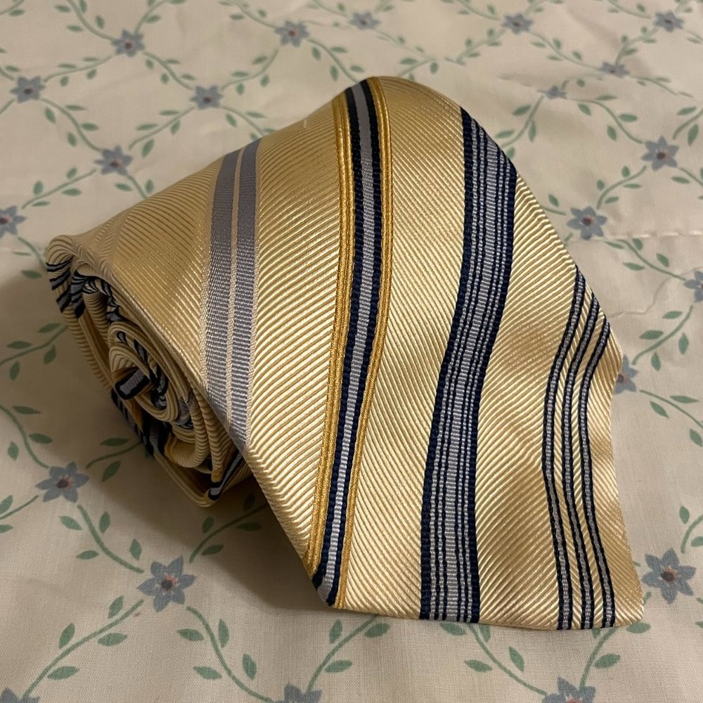 Allea Milano yellow and blue striped tie